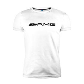 Мужская футболка премиум с принтом AMG в Санкт-Петербурге, 92% хлопок, 8% лайкра | приталенный силуэт, круглый вырез ворота, длина до линии бедра, короткий рукав | Тематика изображения на принте: amg | benz | logo | mercedes | авто | амг | лого | мерс | мерседес бенс