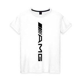 Женская футболка хлопок с принтом AMG в Санкт-Петербурге, 100% хлопок | прямой крой, круглый вырез горловины, длина до линии бедер, слегка спущенное плечо | amg | benz | logo | mercedes | авто | амг | лого | мерс | мерседес бенс