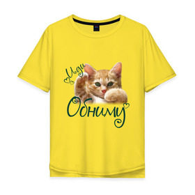 Мужская футболка хлопок Oversize с принтом Иди обниму в Санкт-Петербурге, 100% хлопок | свободный крой, круглый ворот, “спинка” длиннее передней части | cat | иди обниму | киса | котёнок | котик | кошка