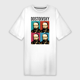 Платье-футболка хлопок с принтом Достоевский в Санкт-Петербурге,  |  | dostoevsky | достоевский | книга | писатель