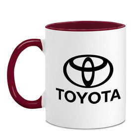 Кружка двухцветная с принтом Toyota Logo в Санкт-Петербурге, керамика | объем — 330 мл, диаметр — 80 мм. Цветная ручка и кайма сверху, в некоторых цветах — вся внутренняя часть | Тематика изображения на принте: logo | toyota | логотип | тойота