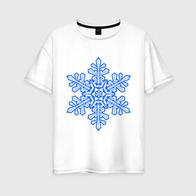 Женская футболка хлопок Oversize с принтом Снежинка в Санкт-Петербурге, 100% хлопок | свободный крой, круглый ворот, спущенный рукав, длина до линии бедер
 | 