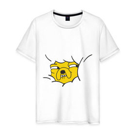Мужская футболка хлопок с принтом Песик Джейк в Санкт-Петербурге, 100% хлопок | прямой крой, круглый вырез горловины, длина до линии бедер, слегка спущенное плечо. | джейк