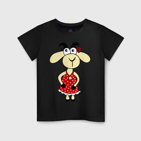 Детская футболка хлопок с принтом Козочка в Санкт-Петербурге, 100% хлопок | круглый вырез горловины, полуприлегающий силуэт, длина до линии бедер | 2015 | баран | барашек | коза | козочка | новый год | овечка | овца | рога | рождество | роза