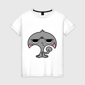Женская футболка хлопок с принтом Недовольный котенок в Санкт-Петербурге, 100% хлопок | прямой крой, круглый вырез горловины, длина до линии бедер, слегка спущенное плечо | 