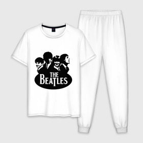 Мужская пижама хлопок с принтом The Beatles 1 в Санкт-Петербурге, 100% хлопок | брюки и футболка прямого кроя, без карманов, на брюках мягкая резинка на поясе и по низу штанин
 | beatles | harrison | lennon | mccartmey | starr | битлз