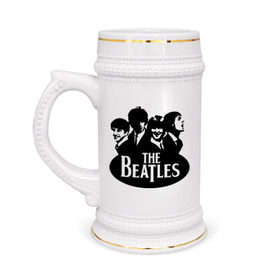 Кружка пивная с принтом The Beatles 1 в Санкт-Петербурге,  керамика (Материал выдерживает высокую температуру, стоит избегать резкого перепада температур) |  объем 630 мл | beatles | harrison | lennon | mccartmey | starr | битлз