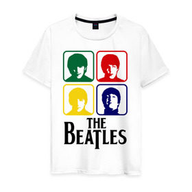 Мужская футболка хлопок с принтом The Beatles в Санкт-Петербурге, 100% хлопок | прямой крой, круглый вырез горловины, длина до линии бедер, слегка спущенное плечо. | beatles | битлз | битлы