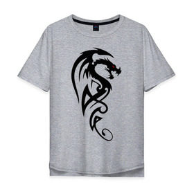 Мужская футболка хлопок Oversize с принтом Дракон (стильный трайбл) в Санкт-Петербурге, 100% хлопок | свободный крой, круглый ворот, “спинка” длиннее передней части | dragon | tattoo | дракон | тату | трайбл