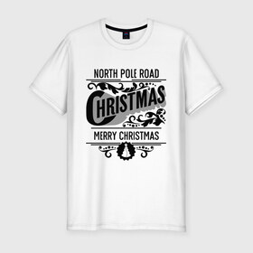 Мужская футболка премиум с принтом Merry christmas в Санкт-Петербурге, 92% хлопок, 8% лайкра | приталенный силуэт, круглый вырез ворота, длина до линии бедра, короткий рукав | 2015 | merry christmas | ёлка | новый год | узор