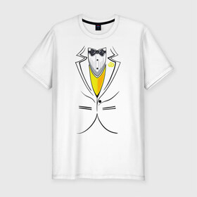 Мужская футболка премиум с принтом Костюм жениха в Санкт-Петербурге, 92% хлопок, 8% лайкра | приталенный силуэт, круглый вырез ворота, длина до линии бедра, короткий рукав | 