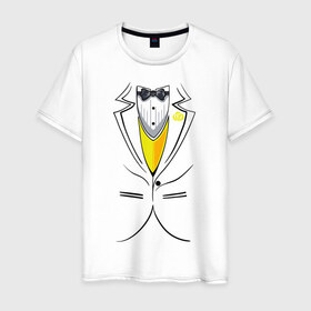 Мужская футболка хлопок с принтом Костюм жениха в Санкт-Петербурге, 100% хлопок | прямой крой, круглый вырез горловины, длина до линии бедер, слегка спущенное плечо. | 