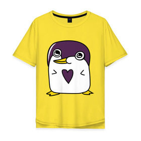 Мужская футболка хлопок Oversize с принтом Нарисованный пингвин в Санкт-Петербурге, 100% хлопок | свободный крой, круглый ворот, “спинка” длиннее передней части | Тематика изображения на принте: пингвин