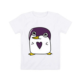 Детская футболка хлопок с принтом Нарисованный пингвин в Санкт-Петербурге, 100% хлопок | круглый вырез горловины, полуприлегающий силуэт, длина до линии бедер | пингвин