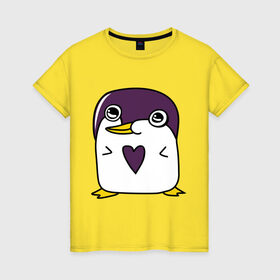 Женская футболка хлопок с принтом Нарисованный пингвин в Санкт-Петербурге, 100% хлопок | прямой крой, круглый вырез горловины, длина до линии бедер, слегка спущенное плечо | Тематика изображения на принте: пингвин