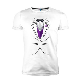 Мужская футболка премиум с принтом Костюм жениха в Санкт-Петербурге, 92% хлопок, 8% лайкра | приталенный силуэт, круглый вырез ворота, длина до линии бедра, короткий рукав | бабочка