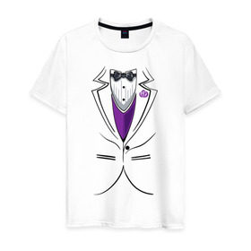 Мужская футболка хлопок с принтом Костюм жениха в Санкт-Петербурге, 100% хлопок | прямой крой, круглый вырез горловины, длина до линии бедер, слегка спущенное плечо. | бабочка