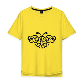 Мужская футболка хлопок Oversize с принтом Порхающая бабочка (тату) в Санкт-Петербурге, 100% хлопок | свободный крой, круглый ворот, “спинка” длиннее передней части | стилизация | тату