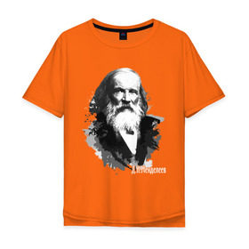Мужская футболка хлопок Oversize с принтом Менделеев в Санкт-Петербурге, 100% хлопок | свободный крой, круглый ворот, “спинка” длиннее передней части | менделеев | профессор | физик | химик