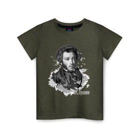 Детская футболка хлопок с принтом Пушкин в Санкт-Петербурге, 100% хлопок | круглый вырез горловины, полуприлегающий силуэт, длина до линии бедер | Тематика изображения на принте: драматург | писатель | поэт | прозаик | пушкин