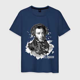 Мужская футболка хлопок с принтом Пушкин в Санкт-Петербурге, 100% хлопок | прямой крой, круглый вырез горловины, длина до линии бедер, слегка спущенное плечо. | драматург | писатель | поэт | прозаик | пушкин