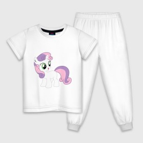 Детская пижама хлопок с принтом Пони Крошка Бель в Санкт-Петербурге, 100% хлопок |  брюки и футболка прямого кроя, без карманов, на брюках мягкая резинка на поясе и по низу штанин
 | Тематика изображения на принте: my little pony | бель | крошка | пони