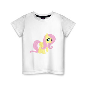 Детская футболка хлопок с принтом Пони пегас Флаттершай в Санкт-Петербурге, 100% хлопок | круглый вырез горловины, полуприлегающий силуэт, длина до линии бедер | my little pony | пегас | пони | флаттершай
