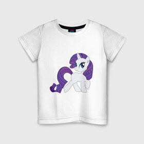 Детская футболка хлопок с принтом Пони Рарити в Санкт-Петербурге, 100% хлопок | круглый вырез горловины, полуприлегающий силуэт, длина до линии бедер | my little pony | пони | рарити