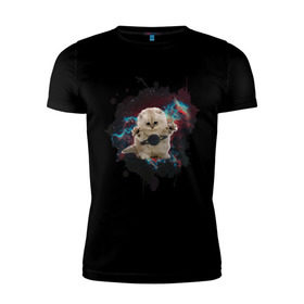 Мужская футболка премиум с принтом Космокот в Санкт-Петербурге, 92% хлопок, 8% лайкра | приталенный силуэт, круглый вырез ворота, длина до линии бедра, короткий рукав | infinite | interstellar | space | univers | астронавт | вселенная | интерстеллар | космонавт | кот | котенок | сатурн