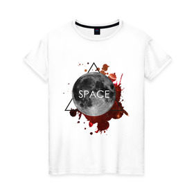Женская футболка хлопок с принтом Планета в Санкт-Петербурге, 100% хлопок | прямой крой, круглый вырез горловины, длина до линии бедер, слегка спущенное плечо | infinite | interstellar | space | univers | астронавт | вселенная | интерстеллар | космонавт | луна | планета