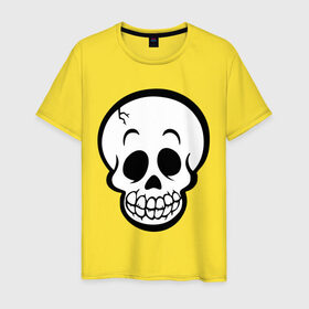 Мужская футболка хлопок с принтом Забавный черепок в Санкт-Петербурге, 100% хлопок | прямой крой, круглый вырез горловины, длина до линии бедер, слегка спущенное плечо. | скелет