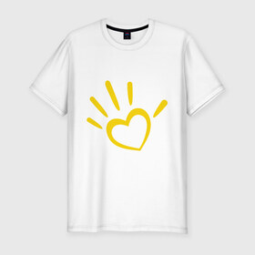 Мужская футболка премиум с принтом Всем пятёрку от души в Санкт-Петербурге, 92% хлопок, 8% лайкра | приталенный силуэт, круглый вырез ворота, длина до линии бедра, короткий рукав | дай пять | ладонь | рука | сердце