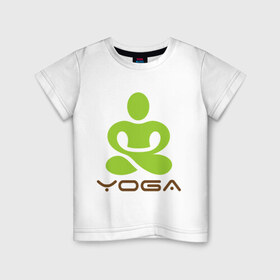 Детская футболка хлопок с принтом Йога - это здоровье в Санкт-Петербурге, 100% хлопок | круглый вырез горловины, полуприлегающий силуэт, длина до линии бедер | 