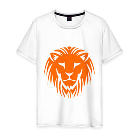 Мужская футболка хлопок с принтом Лев - это сила и власть в Санкт-Петербурге, 100% хлопок | прямой крой, круглый вырез горловины, длина до линии бедер, слегка спущенное плечо. | власть | голова | лев | сила | царь зверей