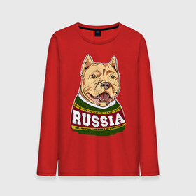 Мужской лонгслив хлопок с принтом Собака made in Russia в Санкт-Петербурге, 100% хлопок |  | 
