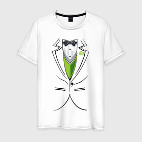 Мужская футболка хлопок с принтом Костюм жениха в Санкт-Петербурге, 100% хлопок | прямой крой, круглый вырез горловины, длина до линии бедер, слегка спущенное плечо. | 