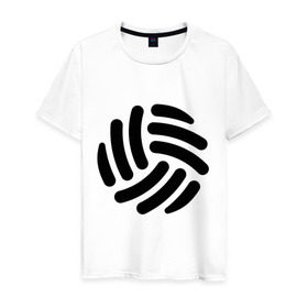Мужская футболка хлопок с принтом Волейбольный мячик в Санкт-Петербурге, 100% хлопок | прямой крой, круглый вырез горловины, длина до линии бедер, слегка спущенное плечо. | Тематика изображения на принте: волейбол