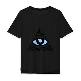Мужская футболка хлопок Oversize с принтом Всевидящее око (глаз в треугольнике) в Санкт-Петербурге, 100% хлопок | свободный крой, круглый ворот, “спинка” длиннее передней части | иллюминаты