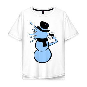Мужская футболка хлопок Oversize с принтом Снеговик застрелился в Санкт-Петербурге, 100% хлопок | свободный крой, круглый ворот, “спинка” длиннее передней части | новый год | снеговик | суицид