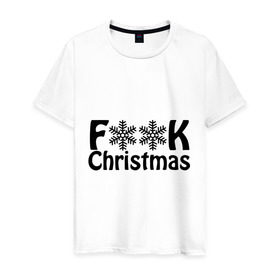 Мужская футболка хлопок с принтом F@ck christmas в Санкт-Петербурге, 100% хлопок | прямой крой, круглый вырез горловины, длина до линии бедер, слегка спущенное плечо. | 