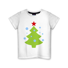 Детская футболка хлопок с принтом Ёлочка и снежок в Санкт-Петербурге, 100% хлопок | круглый вырез горловины, полуприлегающий силуэт, длина до линии бедер | 2015 | new year | елка | зима | новый год | снег
