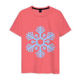 Мужская футболка хлопок с принтом Новогодняя снежинка в Санкт-Петербурге, 100% хлопок | прямой крой, круглый вырез горловины, длина до линии бедер, слегка спущенное плечо. | 2015 | new year | зима | новый год | снежинка