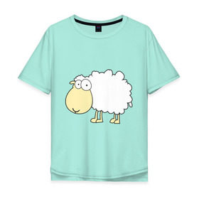 Мужская футболка хлопок Oversize с принтом Милая овечка в Санкт-Петербурге, 100% хлопок | свободный крой, круглый ворот, “спинка” длиннее передней части | 2015 | new year | новый год | овечка | овца