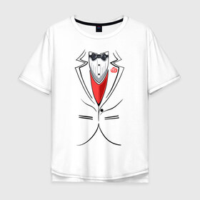 Мужская футболка хлопок Oversize с принтом Костюм жениха в Санкт-Петербурге, 100% хлопок | свободный крой, круглый ворот, “спинка” длиннее передней части | бабочка