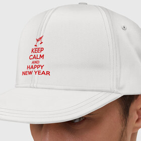 Кепка снепбек с прямым козырьком с принтом Keep calm and happy new year в Санкт-Петербурге, хлопок 100% |  | keep calm | new year | новый год | сохраняй спокойствие
