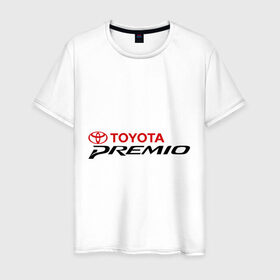 Мужская футболка хлопок с принтом Toyota Premio в Санкт-Петербурге, 100% хлопок | прямой крой, круглый вырез горловины, длина до линии бедер, слегка спущенное плечо. | premio | toyota | премио | тойота