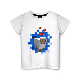 Детская футболка хлопок с принтом Minecraft sheep в Санкт-Петербурге, 100% хлопок | круглый вырез горловины, полуприлегающий силуэт, длина до линии бедер | 2015 | minecraft | бараны | животные | майнкрафт | овечки | приколы | символ года | ягнята