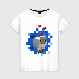 Женская футболка хлопок с принтом Minecraft sheep в Санкт-Петербурге, 100% хлопок | прямой крой, круглый вырез горловины, длина до линии бедер, слегка спущенное плечо | 2015 | minecraft | бараны | животные | майнкрафт | овечки | приколы | символ года | ягнята