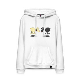 Мужская толстовка хлопок с принтом Прыгающие овечки в Санкт-Петербурге, френч-терри, мягкий теплый начес внутри (100% хлопок) | карман-кенгуру, эластичные манжеты и нижняя кромка, капюшон с подкладом и шнурком | Тематика изображения на принте: 2015 | бараны | животные | овечки | приколы | символ года | ягнята