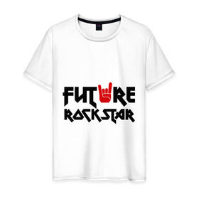 Мужская футболка хлопок с принтом Будущая рок-звезда в Санкт-Петербурге, 100% хлопок | прямой крой, круглый вырез горловины, длина до линии бедер, слегка спущенное плечо. | rockstar